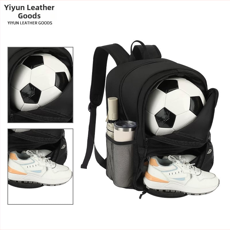 Fotbalový tréningový batoh s veľkým objemom, vodeodolný, samostatný priestor na topánky, priedušný, zahnuté ramenné popruhy, Oxford látka