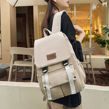 Unisex σχολική τσάντα με καπάκι που ανοίγει, μεγάλη χωρητικότητα, νάιλον κατασκευή, κατάλληλη για ψυχαγωγικά ταξίδια.