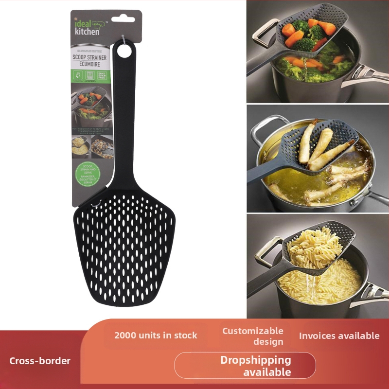 Nailonas ilgo rankenų virtuvės sietelis, šaukšto stiliaus vandens filtras kepimui knedlėms ir makaronams, prieš purslų, daugiafunkcinis