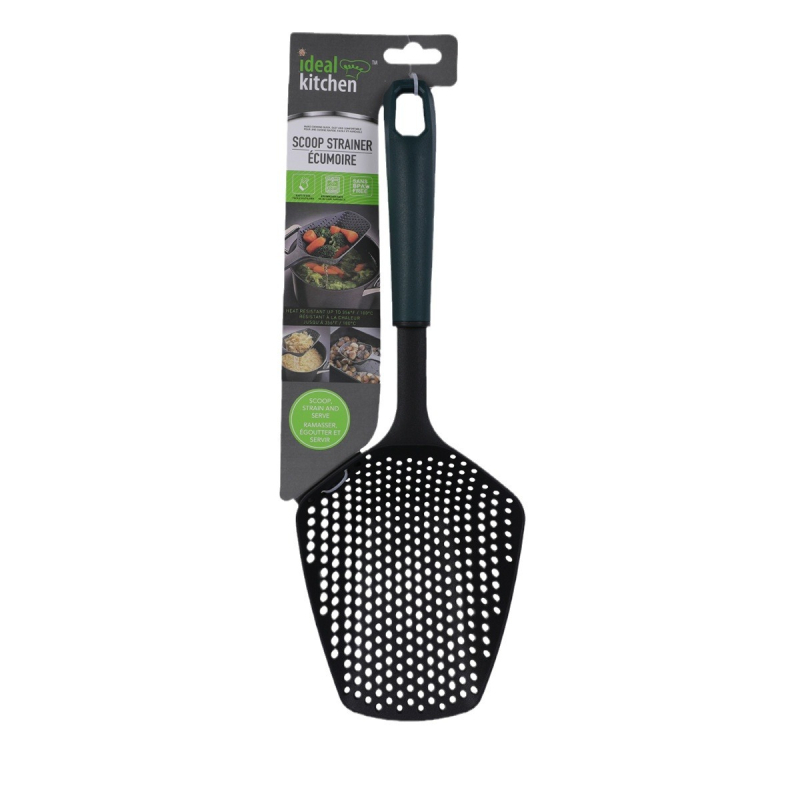 Nailonas ilgo rankenų virtuvės sietelis, šaukšto stiliaus vandens filtras kepimui knedlėms ir makaronams, prieš purslų, daugiafunkcinis