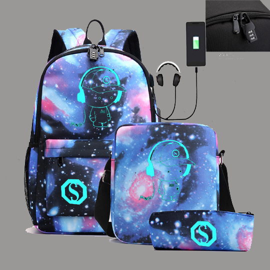 Platneni školski ruksak s uzorkom slova, prozračan, kapacitet 20–35 L, podstava od poliestera