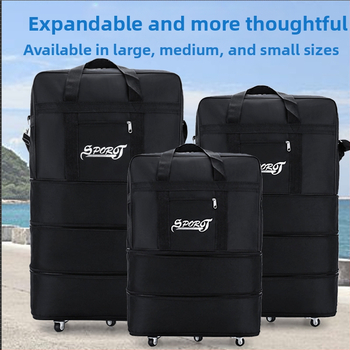 Geantă de bagaje pliabilă cu roți universale, 1,6 kg, țesătură Oxford, impermeabilă și extensibilă, pentru călătorii de afaceri