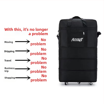 Geantă de bagaje pliabilă cu roți universale, 1,6 kg, țesătură Oxford, impermeabilă și extensibilă, pentru călătorii de afaceri