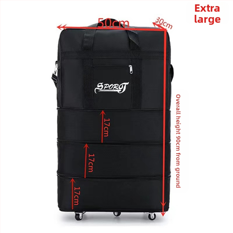 Geantă de bagaje pliabilă cu roți universale, 1,6 kg, țesătură Oxford, impermeabilă și extensibilă, pentru călătorii de afaceri