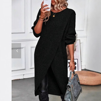 Rankų mezginys moteriškas megztinis iš medvilnės-poliesterio su spandeksu, ilgomis rankovėmis, vidutinio ilgio