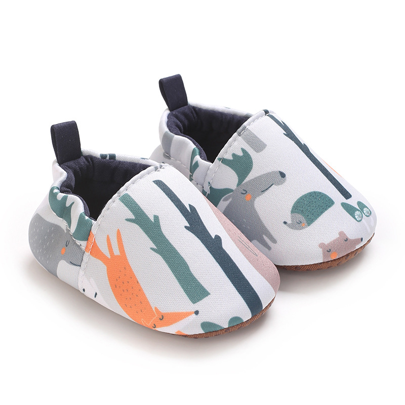Cipele za bebe – Unisex, pamuk gornji dio, protuklizna potplat, uzorak životinja, za dob 6–12 mjeseci