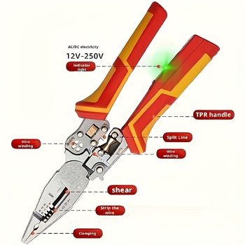 8-u-1 električarske kliješta za skidanje izolacije – skidanje izolacije, rezanje, škare za kablove, pritiskanje žica