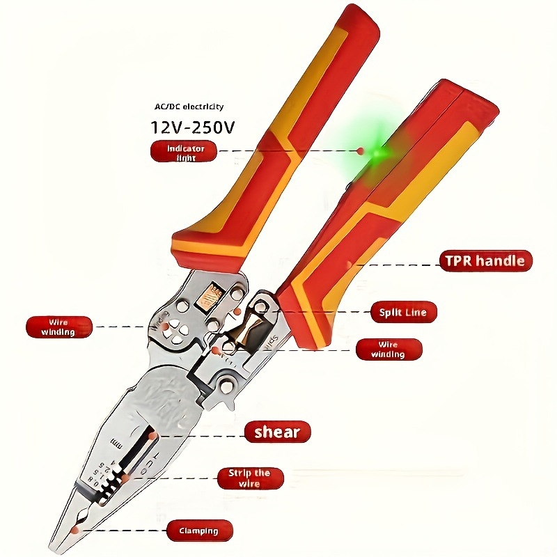 8-u-1 električarske kliješta za skidanje izolacije – skidanje izolacije, rezanje, škare za kablove, pritiskanje žica