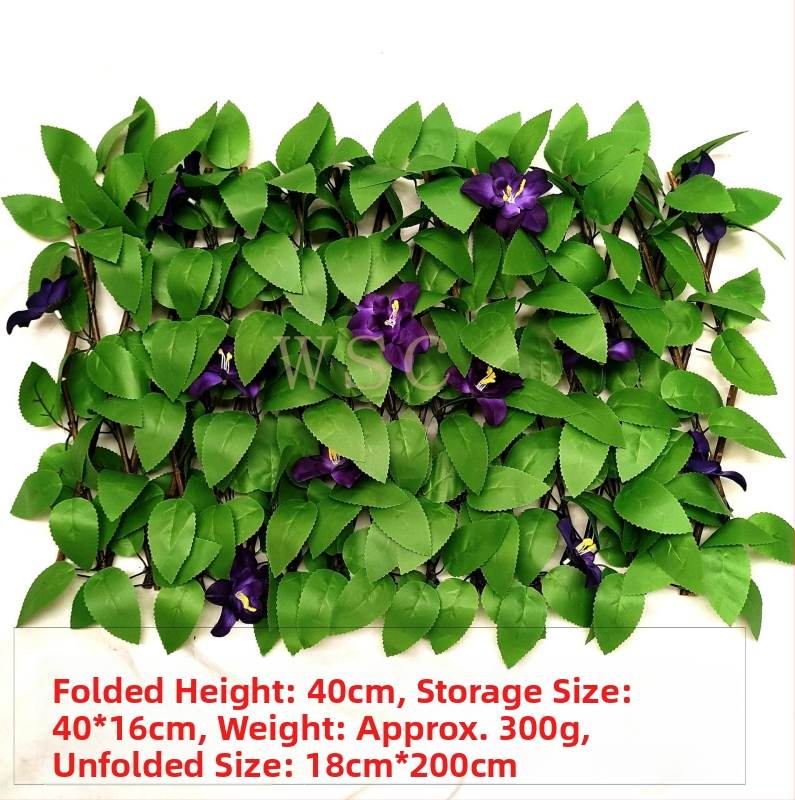 Umelá rastlina na plot s plastovými listami, hodvábne kvety a polyesterovou tkaninou; proces vstrekovania; značka Five-color grass; odroda 8463247