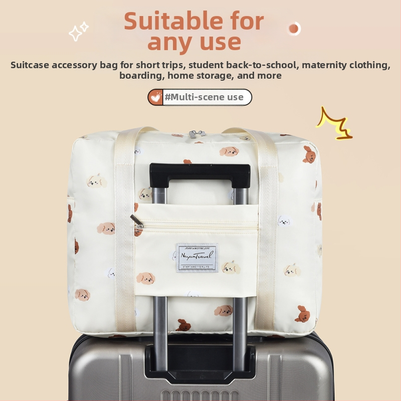 Taška na batožinu s karikatúrnym dizajnom, kuboidálny tvar, polyesterový skladovací organizér, multifunkčný na sťahovanie, cestovanie a skladovanie v spálni