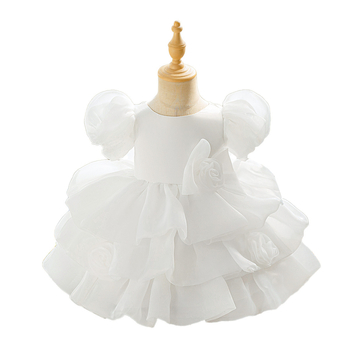 Παιδικό φόρεμα για γάμο με πολλαπλά στρώματα τούλι, πλισέ, ενζυμικό πλύσιμο, 65% πολυεστέρας με επένδυση 35% βαμβάκι, για ηλικίες 1–3 ετών