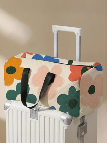 Geantă de călătorie din pânză, cu compartiment pentru pantofi, formă orizontală pătrată, fermoar, buzunar intern pentru telefon