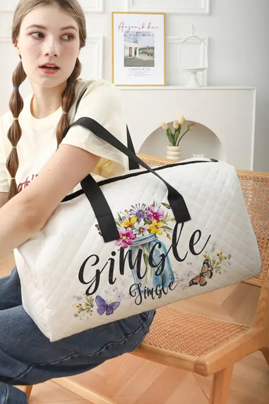 Geantă de călătorie din pânză, cu compartiment pentru pantofi, formă orizontală pătrată, fermoar, buzunar intern pentru telefon