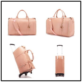 Τσάντα ρούχων για χειραποσκευή, PU δέρμα, χωρητικότητα 36–55 L, εσωτερική επένδυση από νάιλον, ουδέτερη για άνδρες και γυναίκες, για ταξίδια αναψυχής, Καλοκαίρι 2024