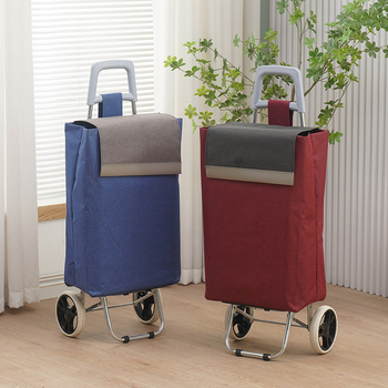 Φορητό πτυσσόμενο καρότσι αγορών — ελαφριά κατασκευή, μεταφορική ικανότητα έως 15 kg, βάρος 3 kg, υλικό: 600D Oxford ύφασμα και γαλβανισμένος σωλήνας