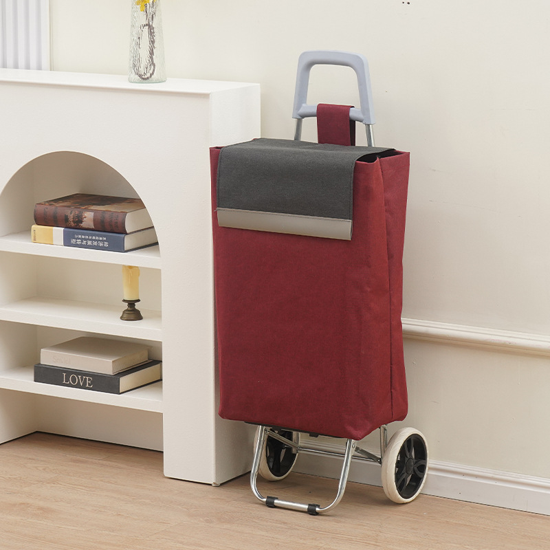 Φορητό πτυσσόμενο καρότσι αγορών — ελαφριά κατασκευή, μεταφορική ικανότητα έως 15 kg, βάρος 3 kg, υλικό: 600D Oxford ύφασμα και γαλβανισμένος σωλήνας