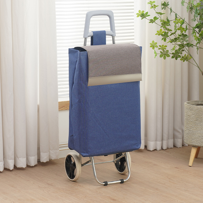 Φορητό πτυσσόμενο καρότσι αγορών — ελαφριά κατασκευή, μεταφορική ικανότητα έως 15 kg, βάρος 3 kg, υλικό: 600D Oxford ύφασμα και γαλβανισμένος σωλήνας