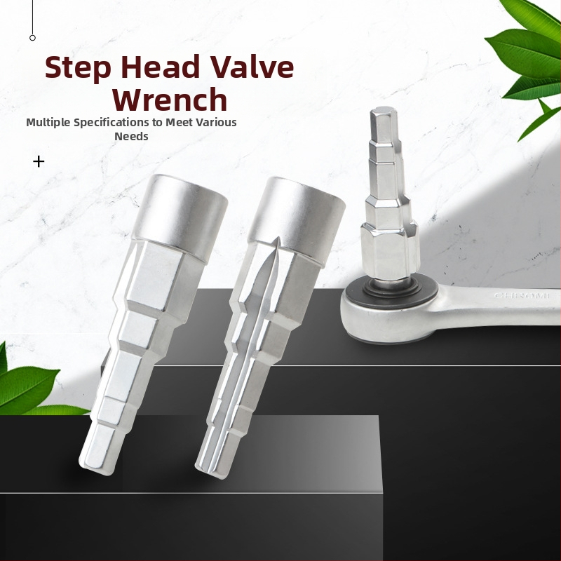Трещотков ключ с пагодова връзка, стъпкови глави и четириглав квадратна глава за демонтаж на клапан