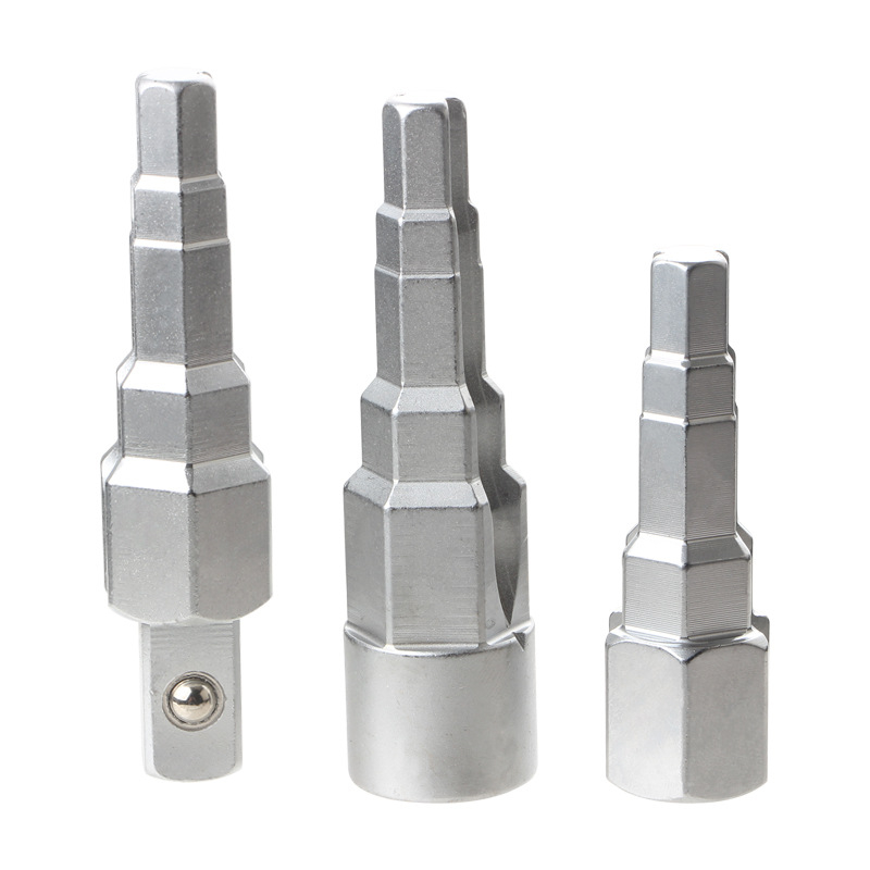 Трещотков ключ с пагодова връзка, стъпкови глави и четириглав квадратна глава за демонтаж на клапан