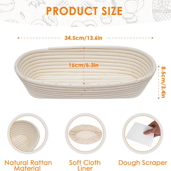 Apskritas rotaninio duonos krepšys kepimui — kepimo rinkinys, prekės ženklas bake, neimportuotas, modernus minimalistinis stilius