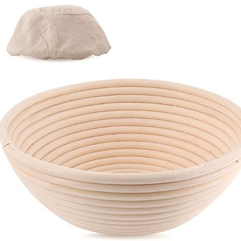 Apskritas rotaninio duonos krepšys kepimui — kepimo rinkinys, prekės ženklas bake, neimportuotas, modernus minimalistinis stilius