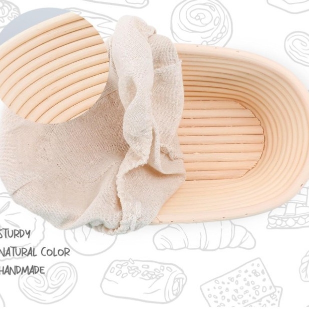 Apskritas rotaninio duonos krepšys kepimui — kepimo rinkinys, prekės ženklas bake, neimportuotas, modernus minimalistinis stilius