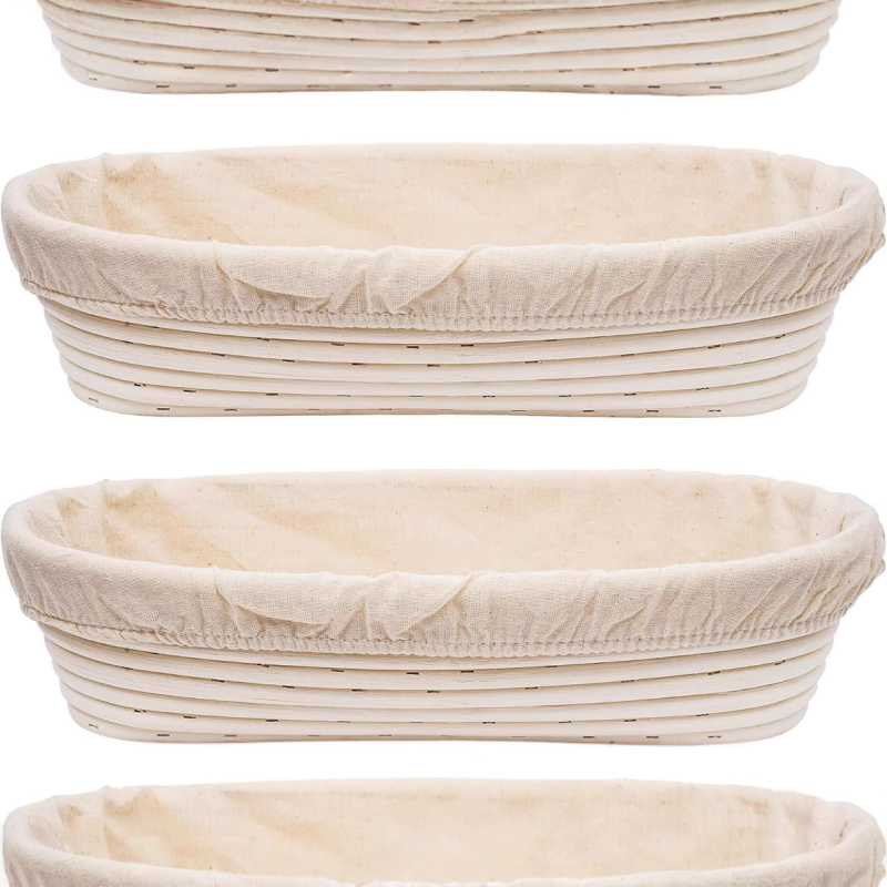 Apskritas rotaninio duonos krepšys kepimui — kepimo rinkinys, prekės ženklas bake, neimportuotas, modernus minimalistinis stilius