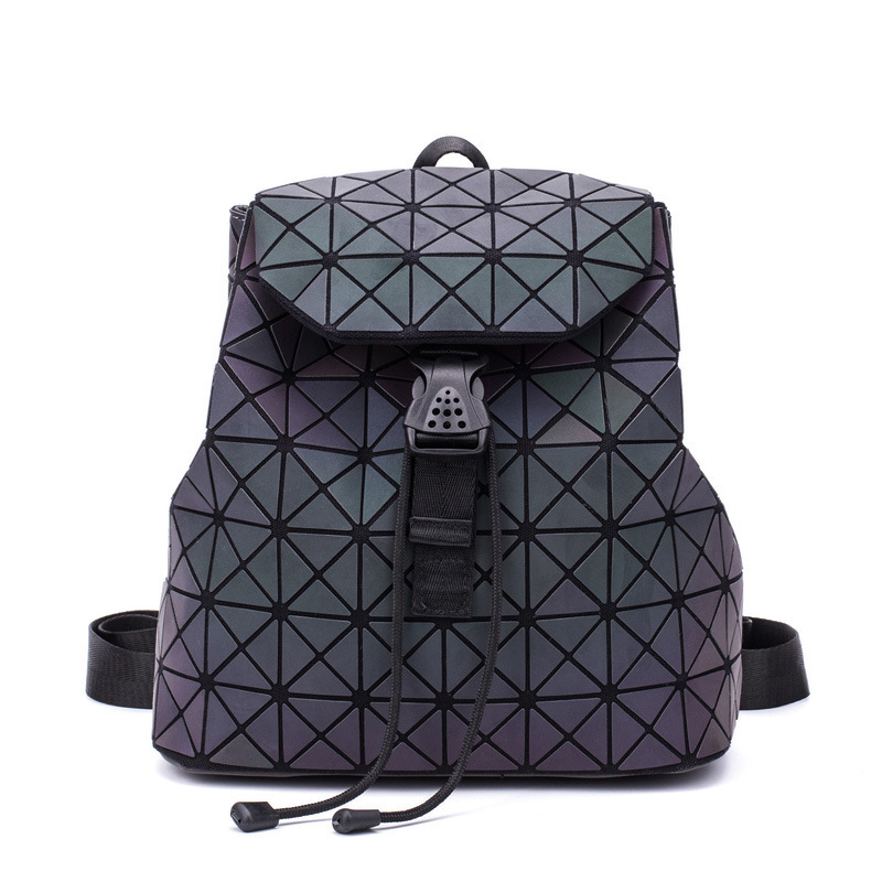 Женска раница с лазерен мотив и PU кожа, геометричен ромбовиден модел (PU кожа, капацитет под 20 л, дишаща, водоустойчива, геометричен мотив)