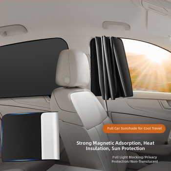 Magnetinė automobilių langų skydelis - sidabru dengtas audinys, atspindintis, šilumos izoliacija, pritaikomas, universalus montavimas