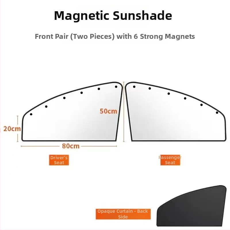 Magnetinė automobilių langų skydelis - sidabru dengtas audinys, atspindintis, šilumos izoliacija, pritaikomas, universalus montavimas