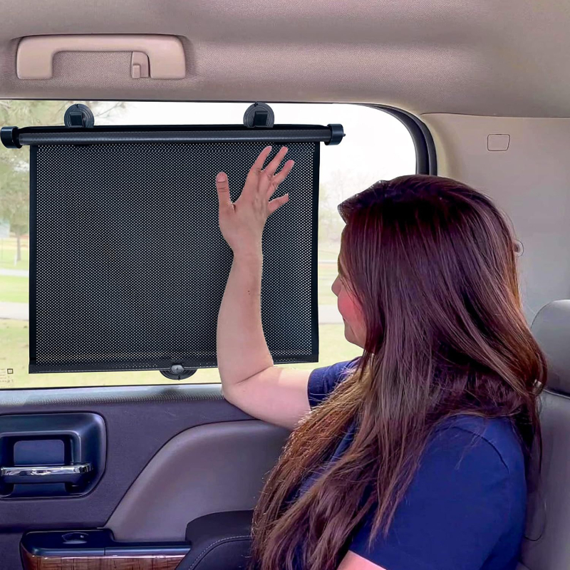 Автомобилен прозорец слънцезащитник за бебета, деца и домашни любимци, PVC, вакуумно закрепване, скандинавски стил, едноцветен дизайн