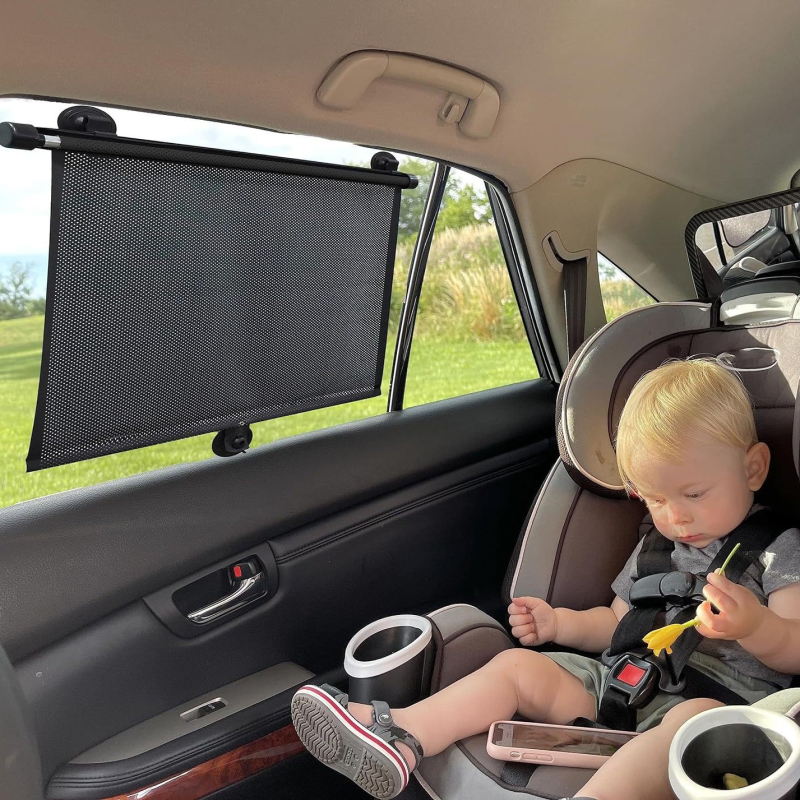Автомобилен прозорец слънцезащитник за бебета, деца и домашни любимци, PVC, вакуумно закрепване, скандинавски стил, едноцветен дизайн