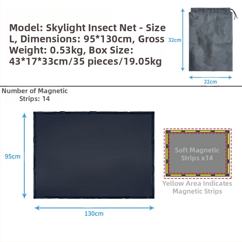 Automobilio stogo lango tinklinė užuola, nuo uodų, permatoma, kabantis montavimas, bendriems modeliams, palaiko logotipo spaudą