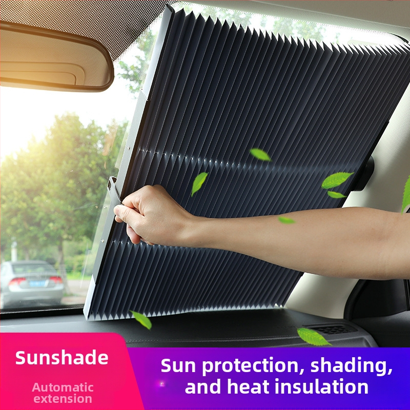 Automobilový slnečník do auta s automatickým roztiahnutím clony, uchytenie s vákuovými sponkami, hliníková fólia, hmotnosť 0,6 kg, personalizácia výroby a tlač loga