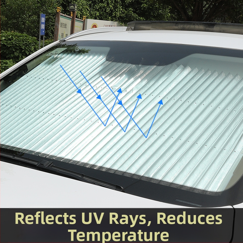 Automobilový slnečník do auta s automatickým roztiahnutím clony, uchytenie s vákuovými sponkami, hliníková fólia, hmotnosť 0,6 kg, personalizácia výroby a tlač loga