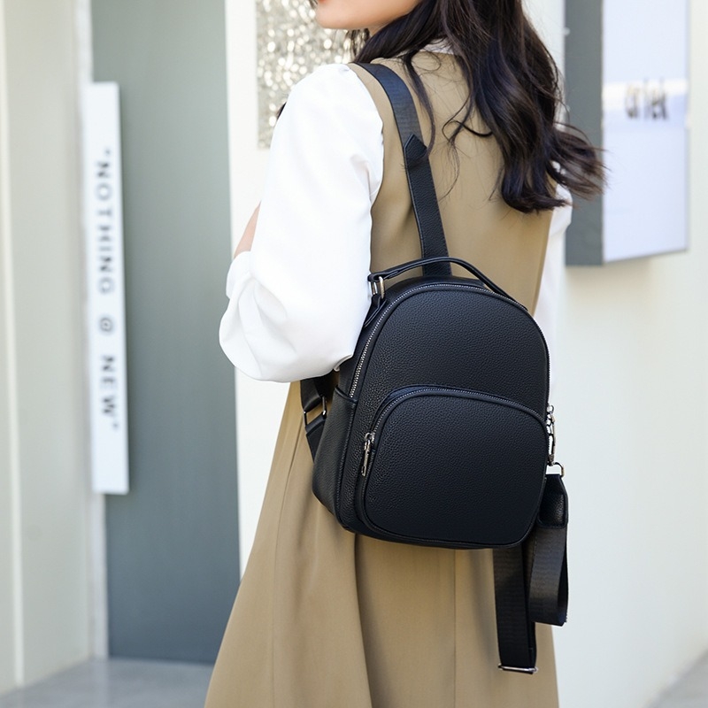 Ženski ruksak, gradski minimalistički stil, PU materijal, zatvaranje na zip, vodootporan i otporan na habanje, unutarnja džep sa zatvaračem