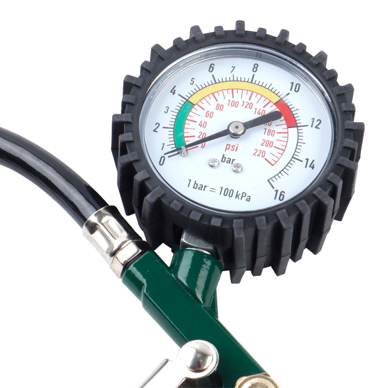 Kompaktiškas automobilių padangų slėgio matuoklis su aukšta tiksluma, aliuminio lydinio korpusas, diapazonas 0–1.6 MPa, tikslumas 0.01 MPa, PSI rodmenys