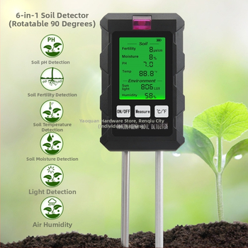 Δοκιμαστής εδάφους 6 σε 1 με μετρήσεις pH, υγρασίας, φωτεινότητας και γονιμότητας | Μοντέλο THE01879, Κωδικός προϊόντος 1000509934
