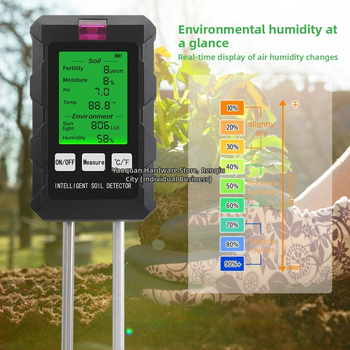 Δοκιμαστής εδάφους 6 σε 1 με μετρήσεις pH, υγρασίας, φωτεινότητας και γονιμότητας | Μοντέλο THE01879, Κωδικός προϊόντος 1000509934