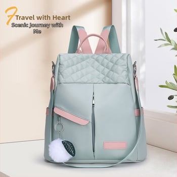 Dámsky batoh s výšivkou v štýle Japonska/Kórey, Oxford tkanina s rhombom, Nylon, podšívka polyester, mäkká konštrukcia, ideálny na služobné cesty