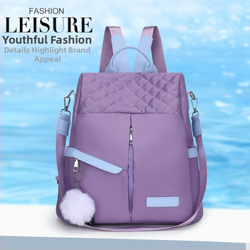 Dámsky batoh s výšivkou v štýle Japonska/Kórey, Oxford tkanina s rhombom, Nylon, podšívka polyester, mäkká konštrukcia, ideálny na služobné cesty