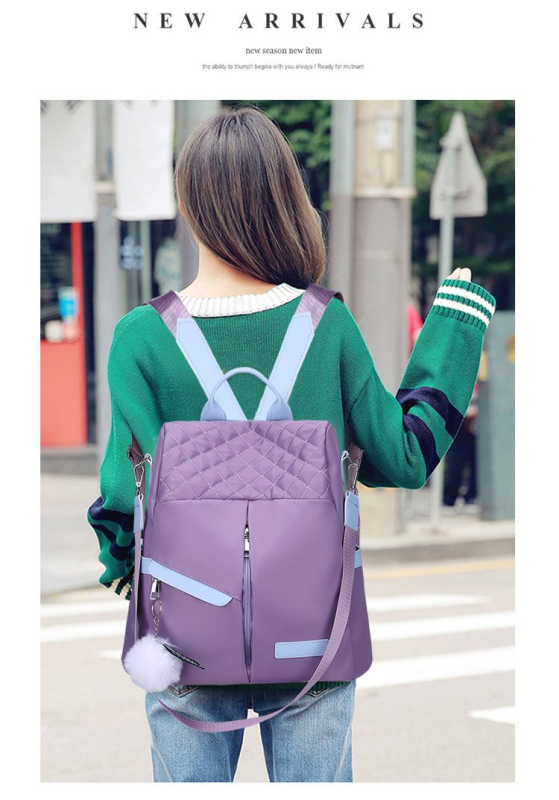 Ženski ranac u japansko-korejskom stilu, rhombus Oxford tkanina, najlon, poliester podstava, mekana konstrukcija, pogodna za poslovna putovanja
