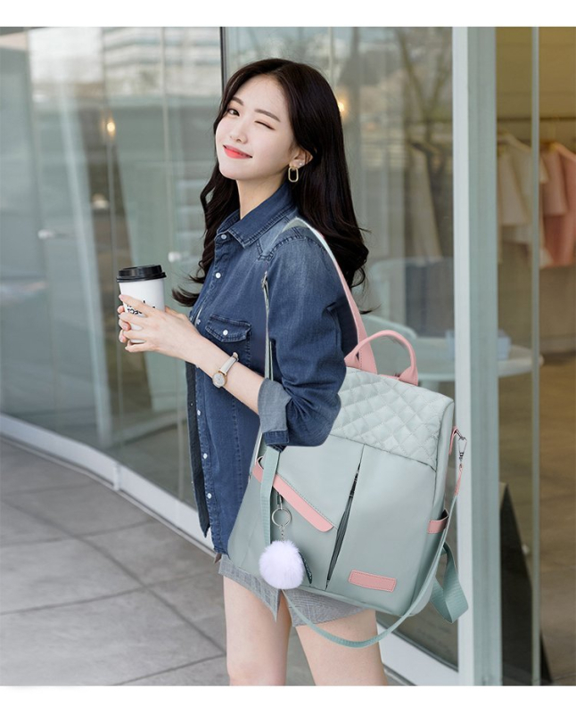 Ženski ranac u japansko-korejskom stilu, rhombus Oxford tkanina, najlon, poliester podstava, mekana konstrukcija, pogodna za poslovna putovanja