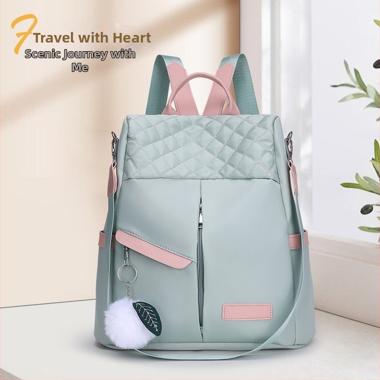 Dámsky batoh s výšivkou v štýle Japonska/Kórey, Oxford tkanina s rhombom, Nylon, podšívka polyester, mäkká konštrukcia, ideálny na služobné cesty