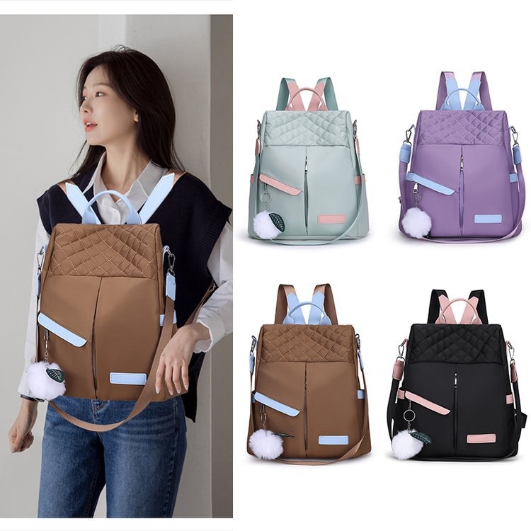 Ženski ranac u japansko-korejskom stilu, rhombus Oxford tkanina, najlon, poliester podstava, mekana konstrukcija, pogodna za poslovna putovanja