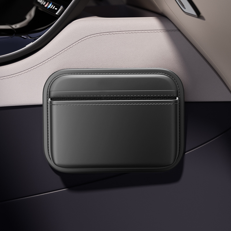 Ljepljiva auto torba za pohranu za središnju konzolu i prostor između sjedala — koža, vodootporna, sklopiva, prilagodljiva (kapacitet 600 ml)
