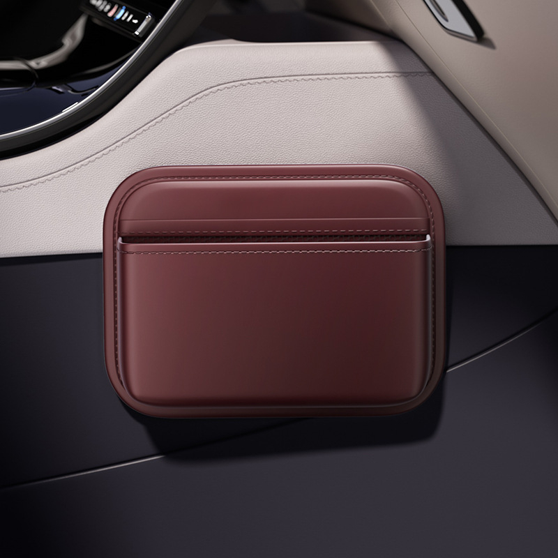 Ljepljiva auto torba za pohranu za središnju konzolu i prostor između sjedala — koža, vodootporna, sklopiva, prilagodljiva (kapacitet 600 ml)