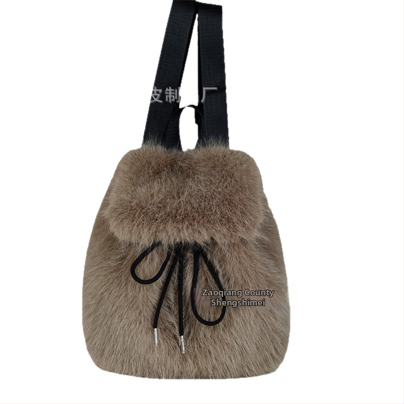 Plyšová dámska taška typu vedro, veľká kapacita, zapínanie na šnúrku, vertikálny štvorcový tvar, bez podšívky, na denné nosenie