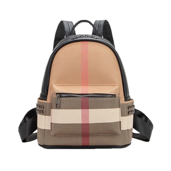 Ženski karirani ruksak od PU-a, ulični stil, proljeće 2025, unutarnje podstave od polyestera i pamuka, zatvaranje na zip, unutarnji džepovi za telefon i ID, unutarnja pregrada, otporan na habanje, za svakodnevnu upotrebu