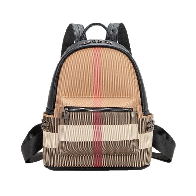 Ženski karirani ruksak od PU-a, ulični stil, proljeće 2025, unutarnje podstave od polyestera i pamuka, zatvaranje na zip, unutarnji džepovi za telefon i ID, unutarnja pregrada, otporan na habanje, za svakodnevnu upotrebu